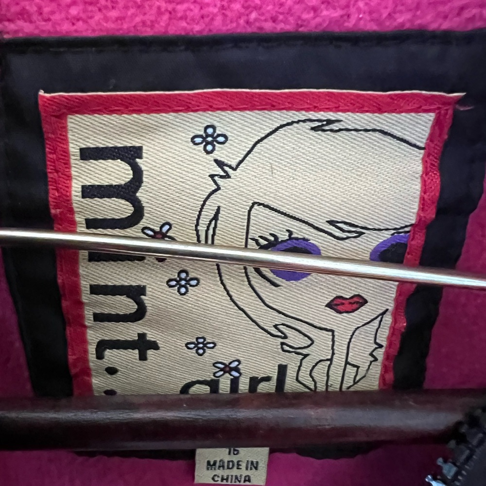 Mint girl black and pink hooded winter jacket. Size 16 girls.